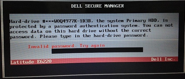 dell secure manager hard drive password reset