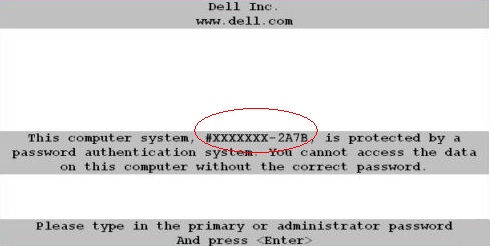 Dell 2A7B Bios Password