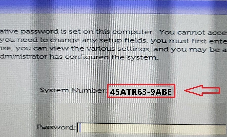 Dell 9ABE bios Password