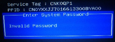 Dell PPID Admin Bios Password